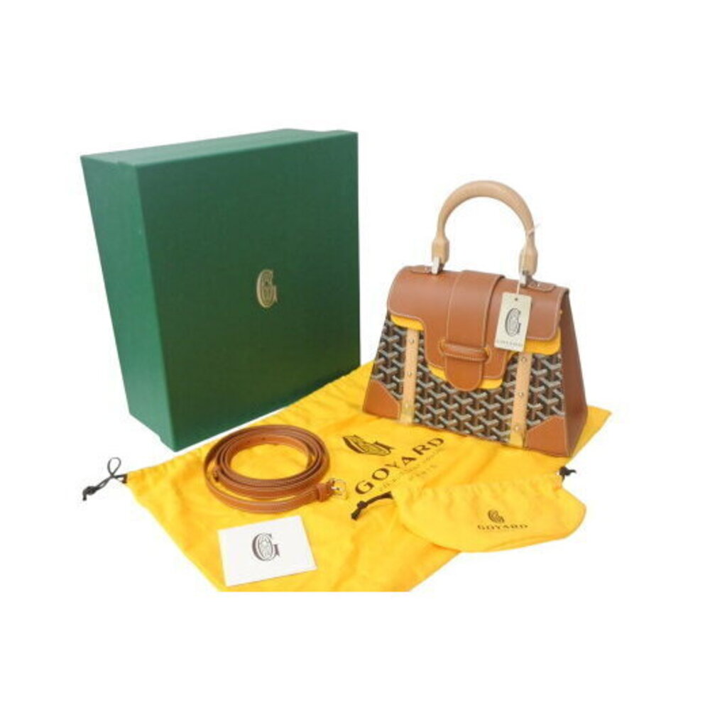 Goyard Saigon shoulder bag handbag Goyardine canvas brown wood